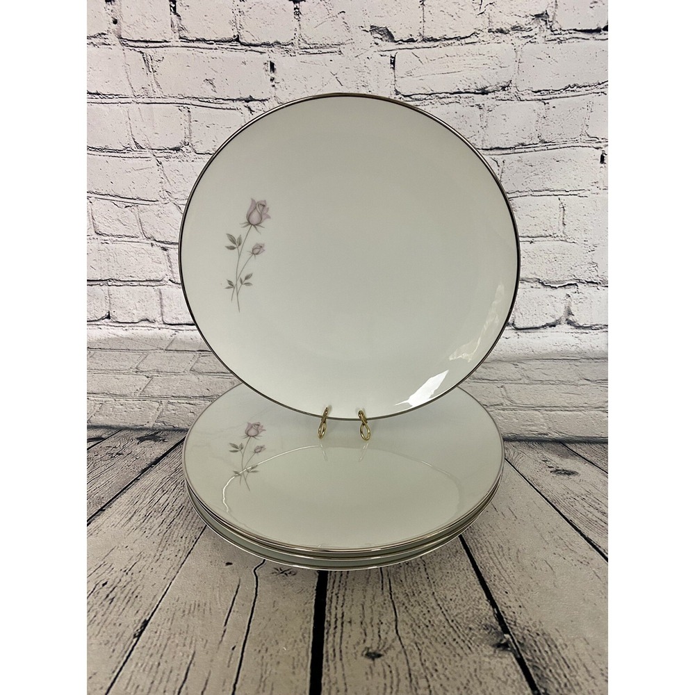 Noritake Pasadena Dinner Plates Set of 4 VTG 6311 Pink Rosebud 10 1/2" Japan